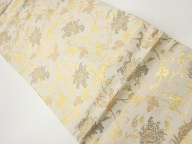 牡丹唐草模様織出し名古屋帯